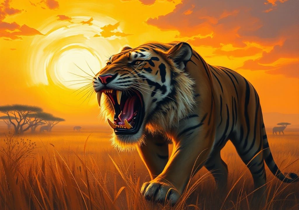 Majestic Carnivore in Golden Savannah Landscape