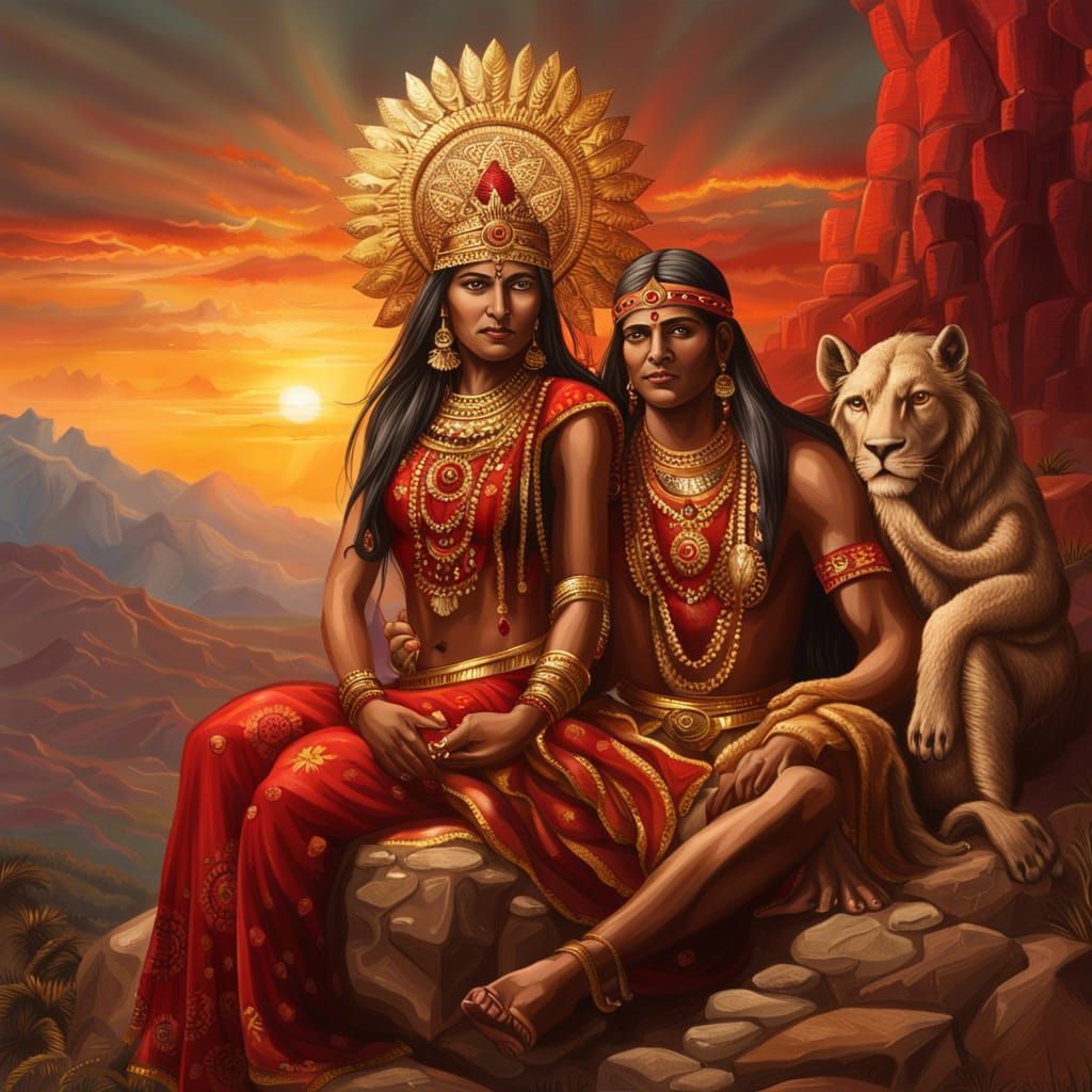 Indian Style Goddess and God of Love