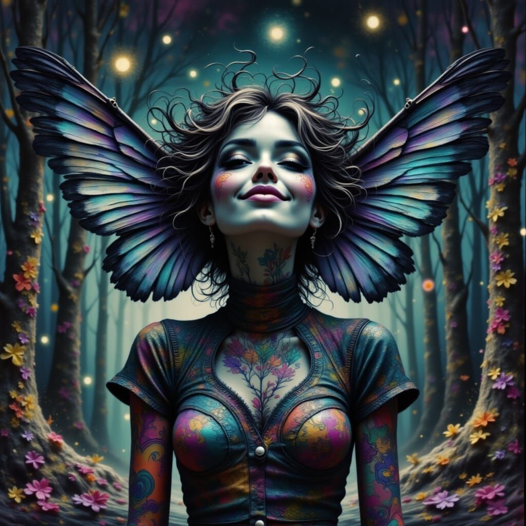 Fairy Queen Ghost Floats Through Dark Forest