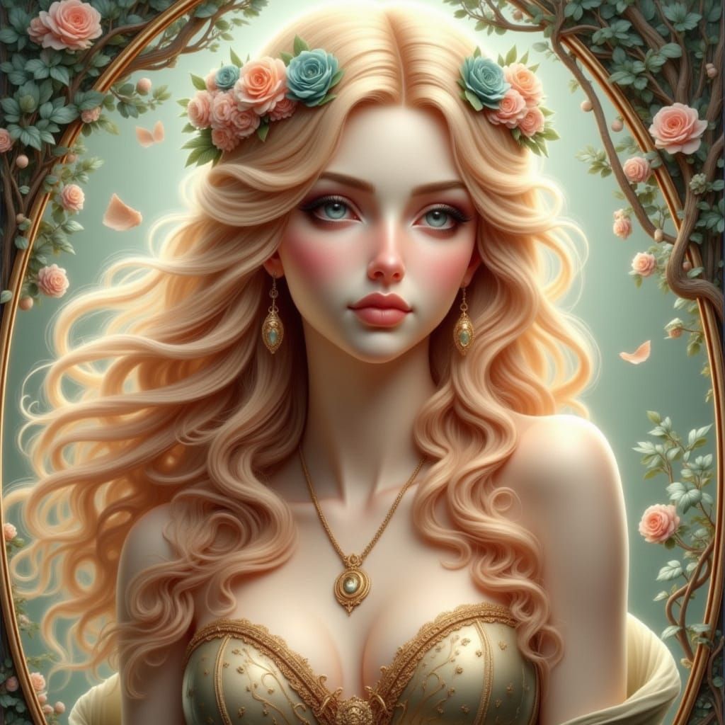 Woman in a Round Frame