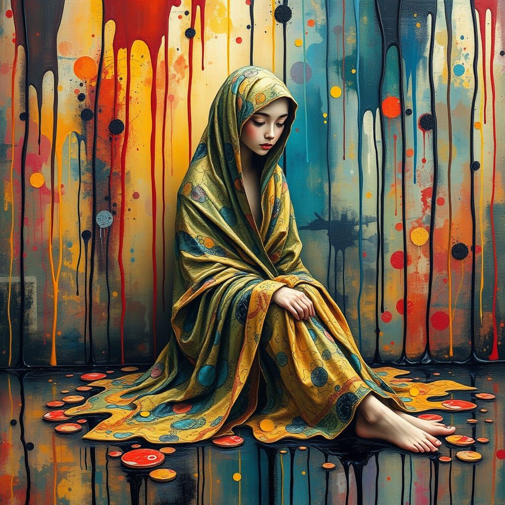 Melting Surrealism in Dripping Paint Art