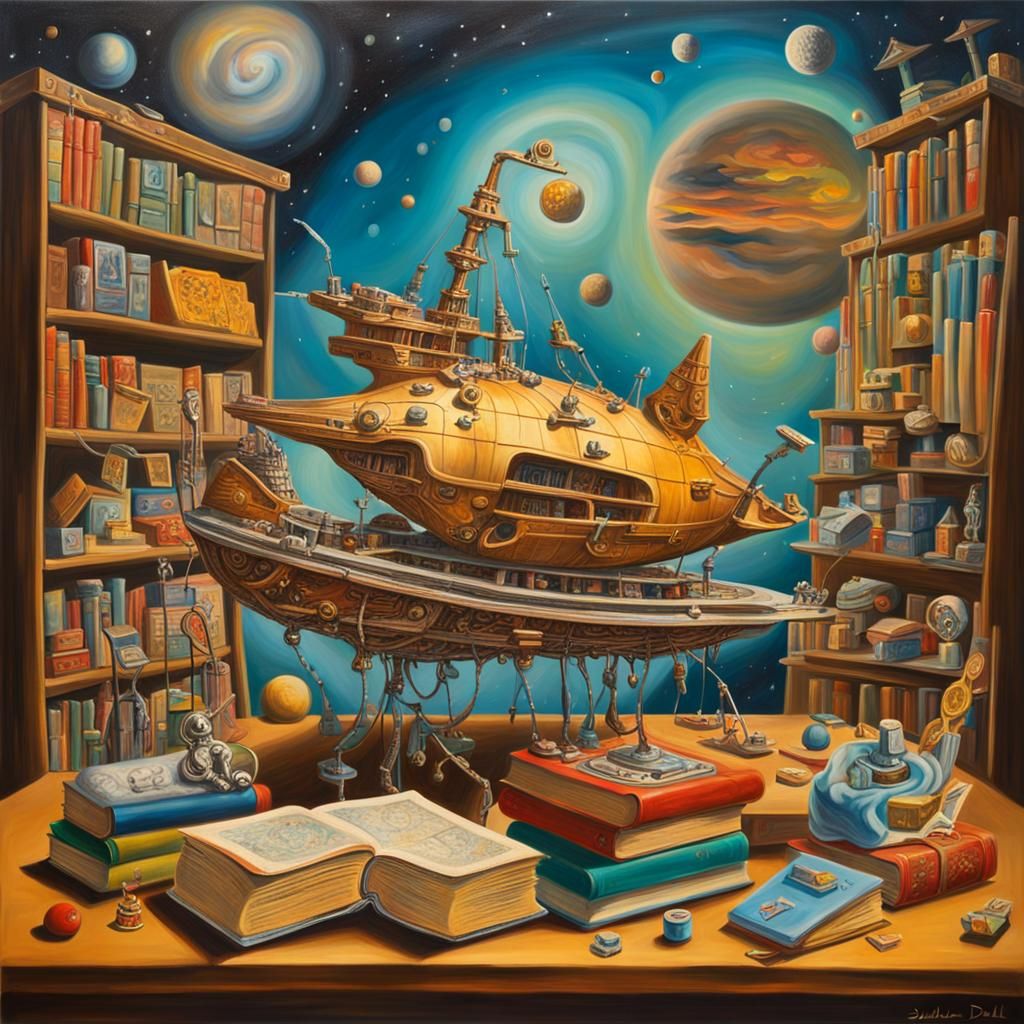 Surreal Starship in Toy Store, Salvador Dali Style