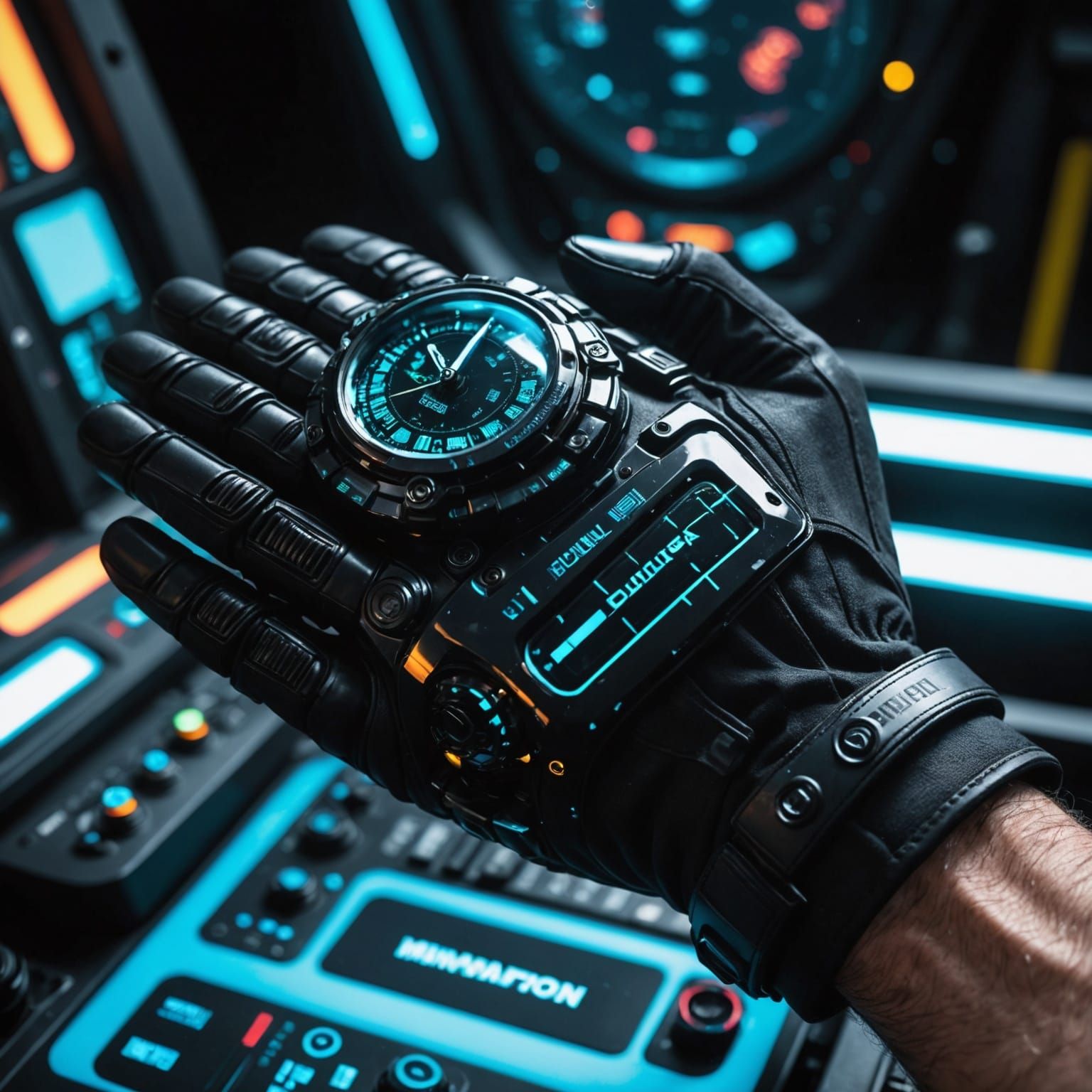 Tactical Glove Creates Time Bubble in Neon Cityscape