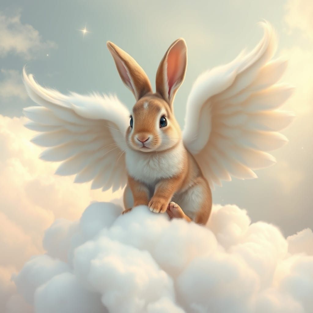 Serene Bunny Soars on Majestic Cloud