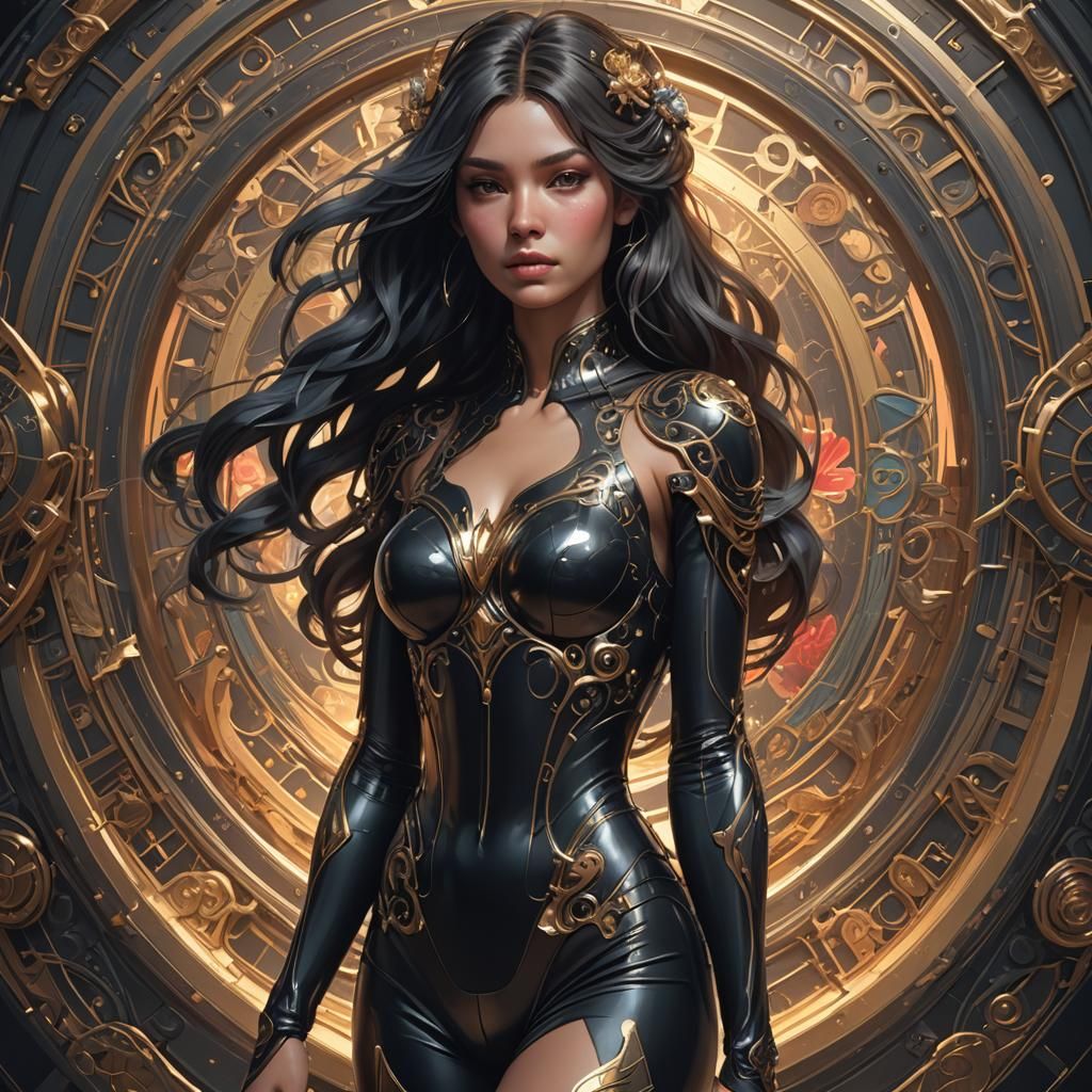 Vibrant Secretary in Bodysuit with Elegant Legs and Black St...