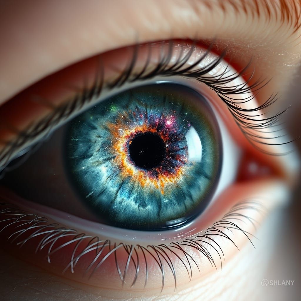 Hyperrealistic Cosmic Eye with Galaxy Pupil