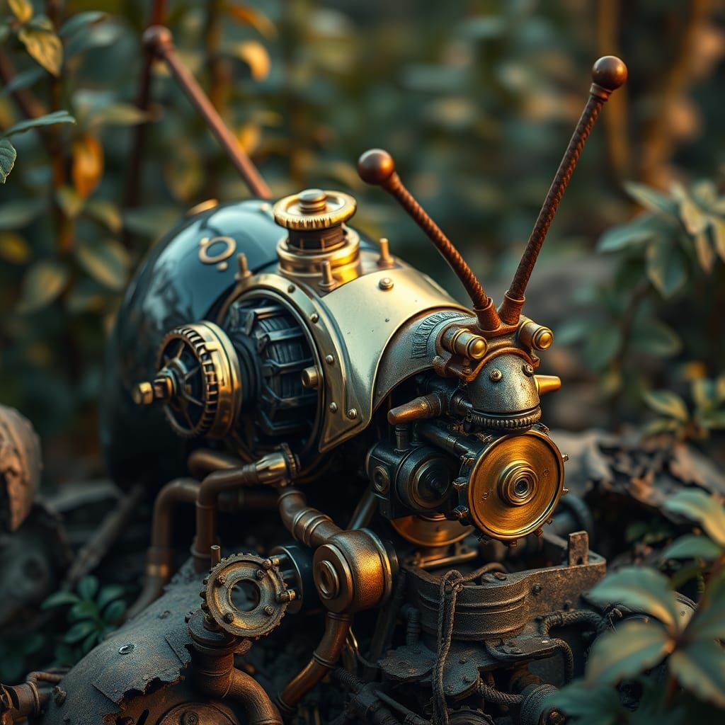 Intricately Detailed Steampunk Slug Mechanism