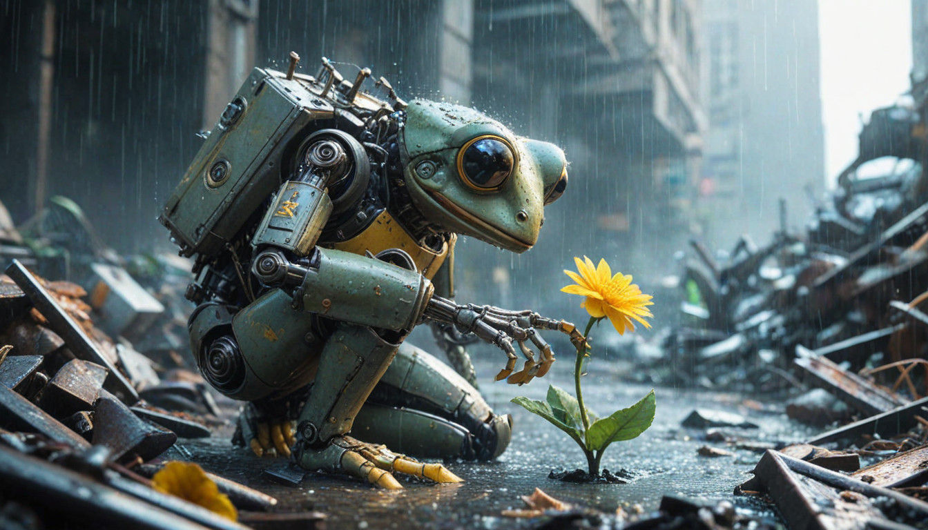 Whimsical Robot Frog Discovers Hope in Apocalypse