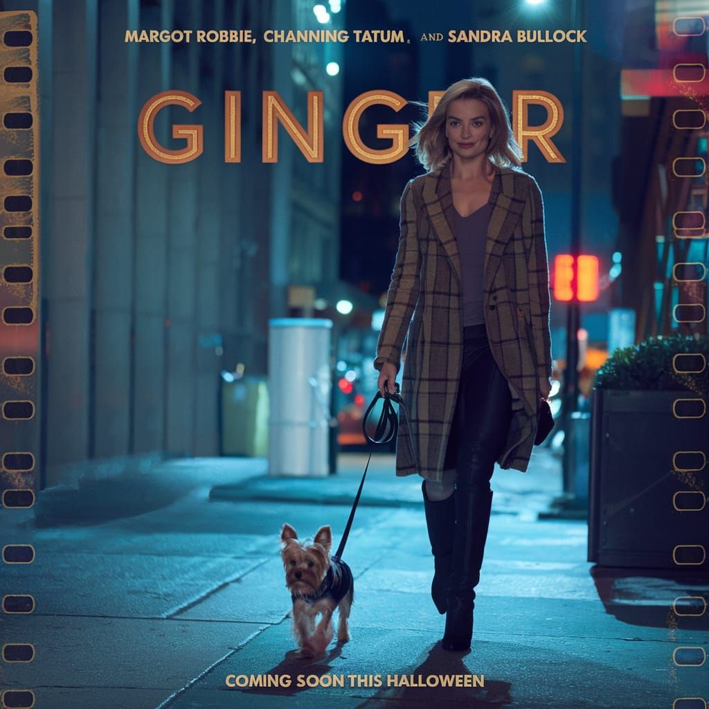 Margot Robbie Takes a Yorkie for a Midnight Stroll in Manhat...