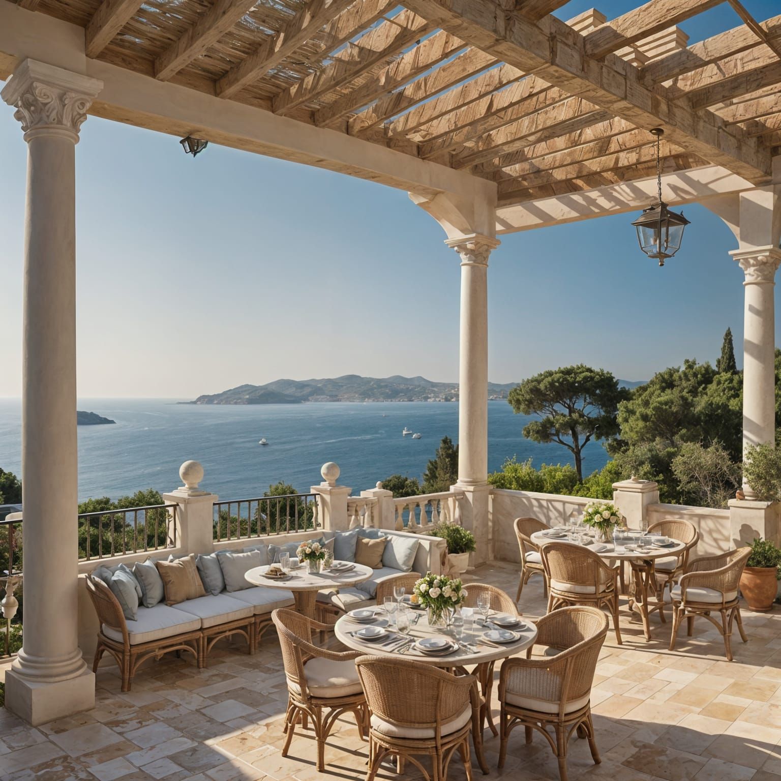Mediterranean Villa View with Infinity Pool