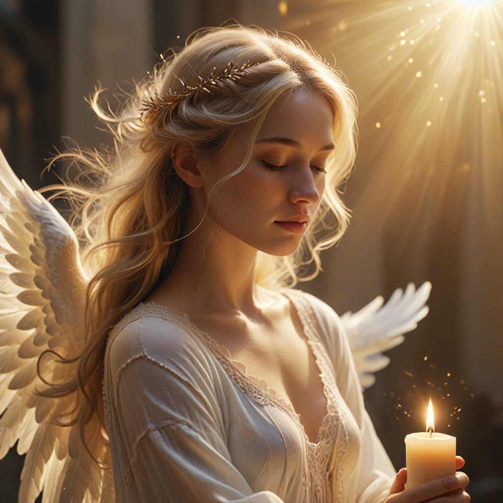 Angel in White Brings Innocent Soul to Eternity with Candlel...