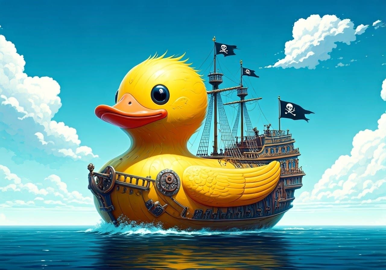 Majestic Rubber Duck Pirate Ship Soars the Skies