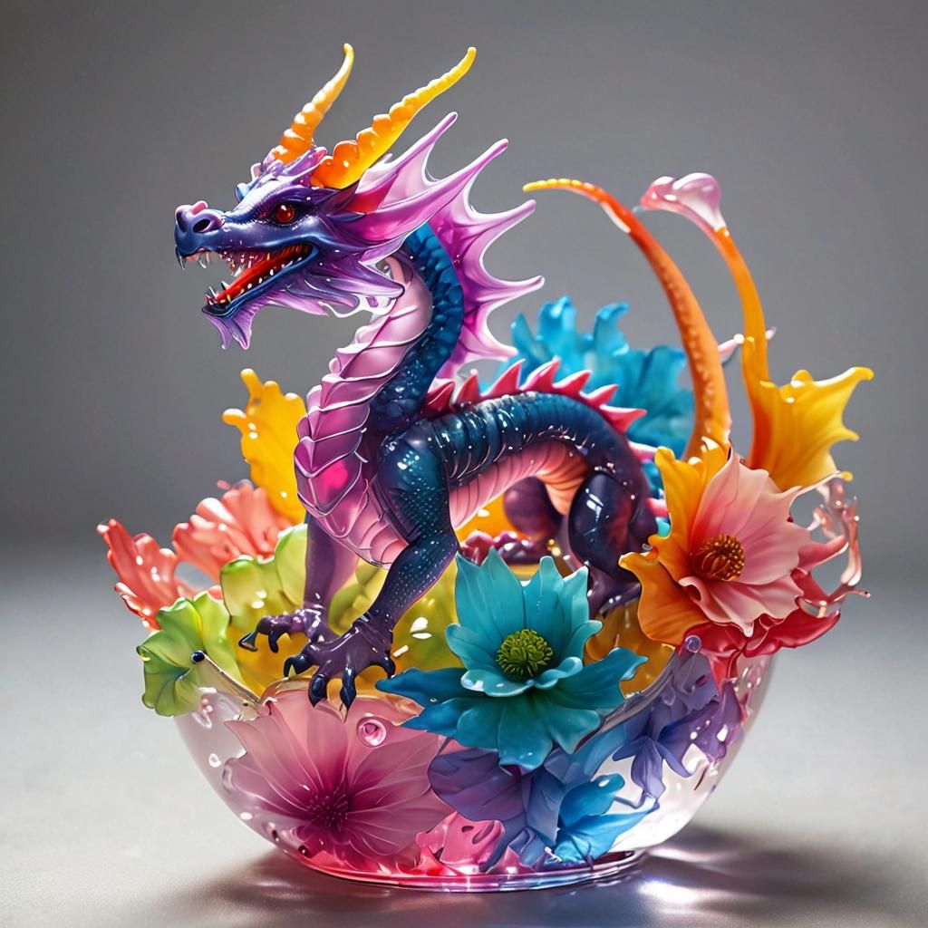 Charming Jelly Dragon in Jelly Flower Garden