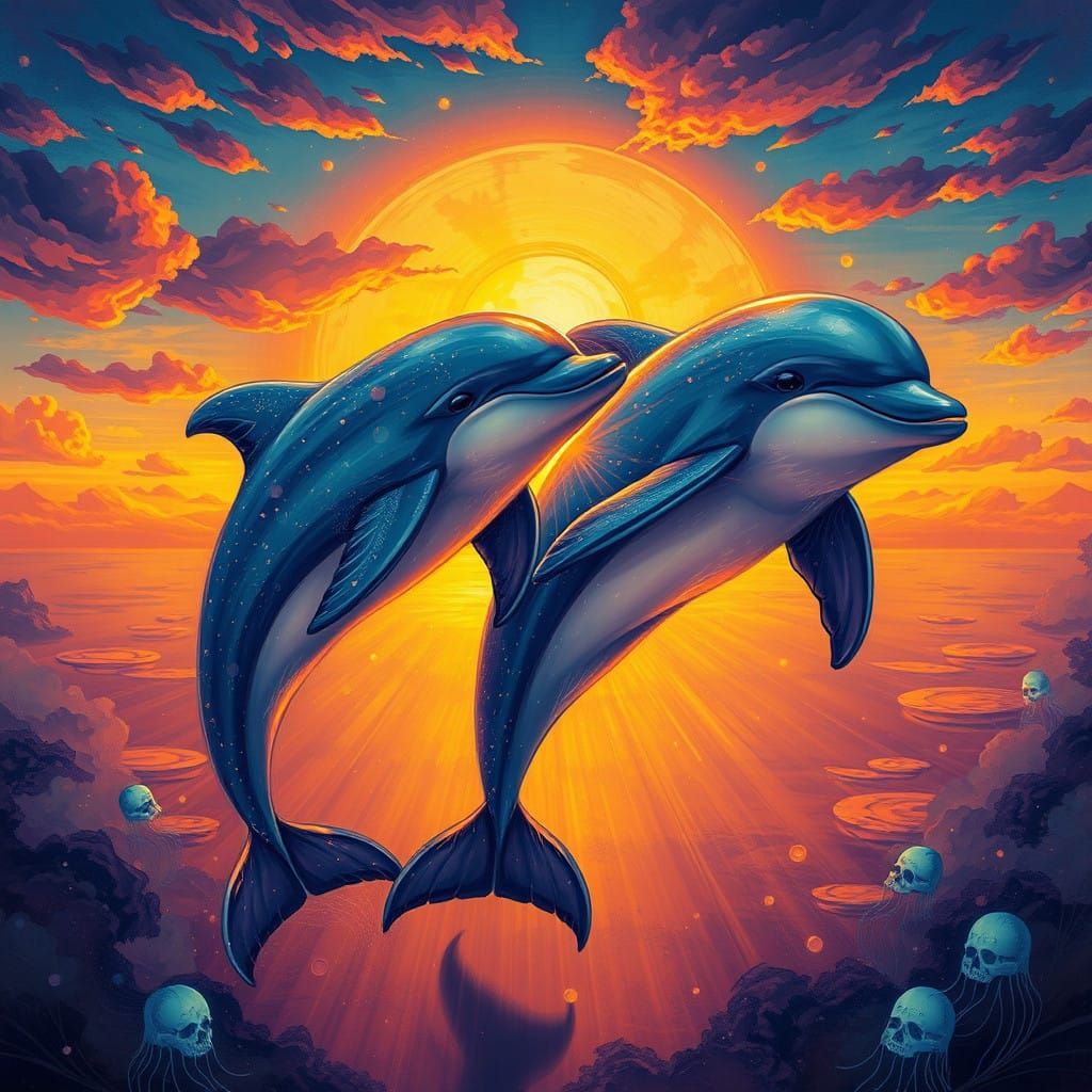 🥇dolphin sunset
