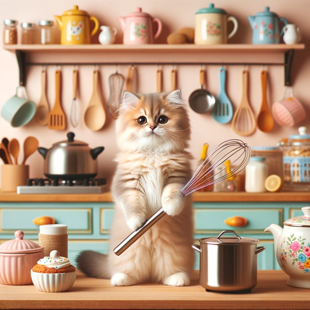 Cozy Kitchen Cat in Culinary Delight