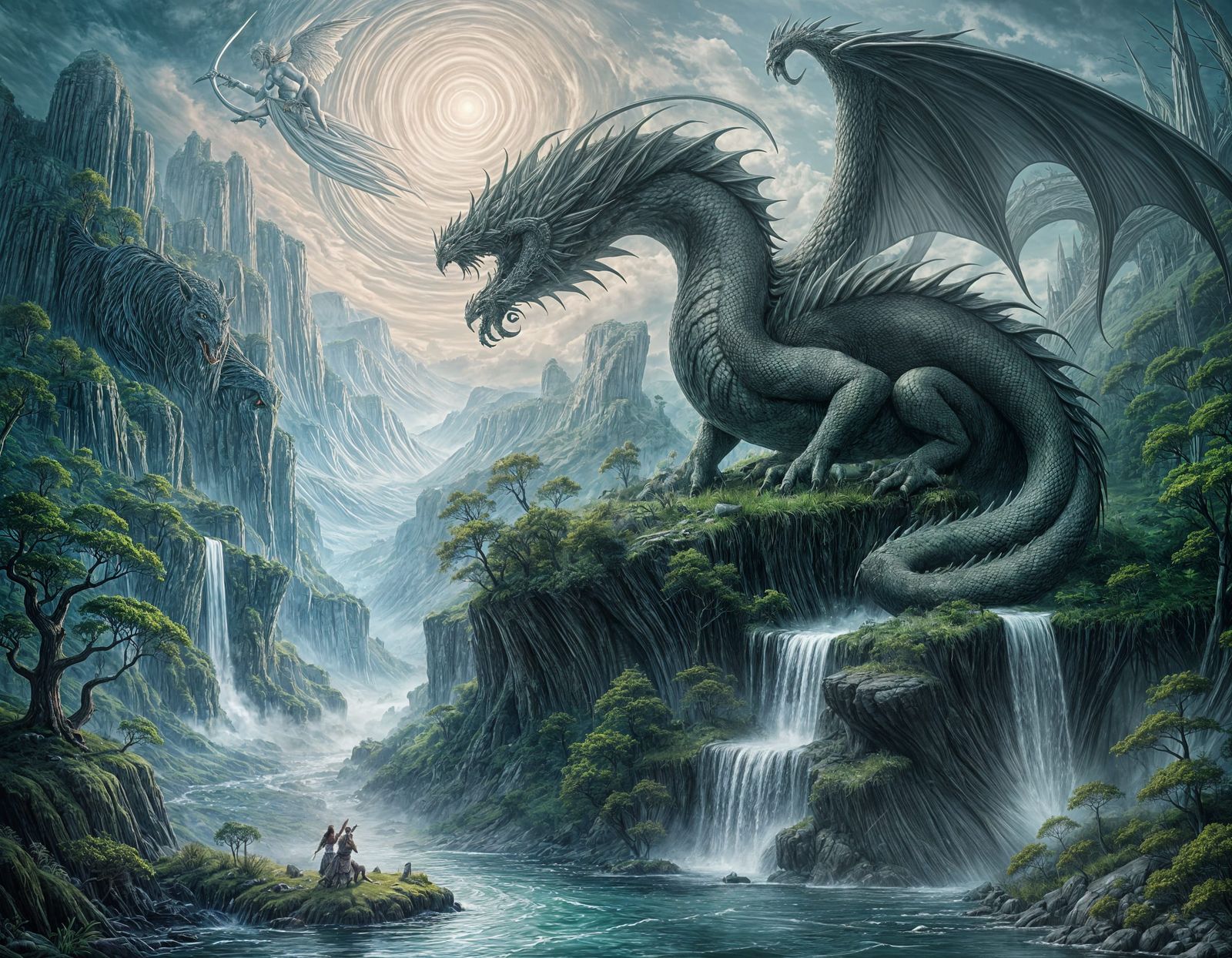 Merrow Rides Oillipheist with Regal Gesture towards Morrigan