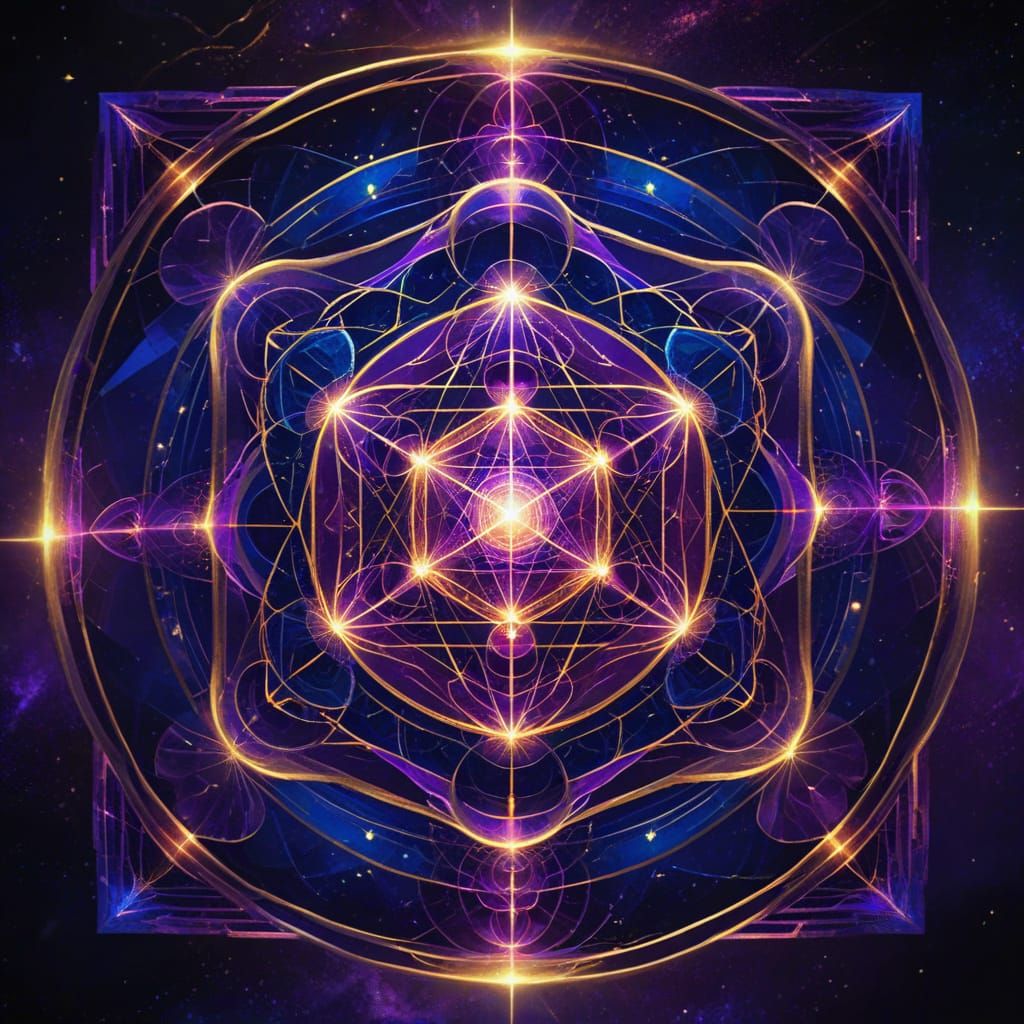 Vibrant Metatron's Cube Digital Art