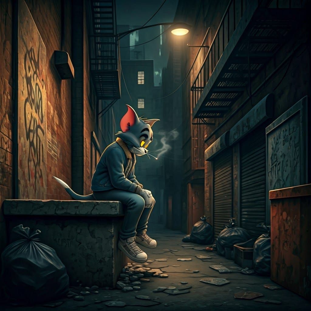 Tom the Cat in a Desolate Alleyway
