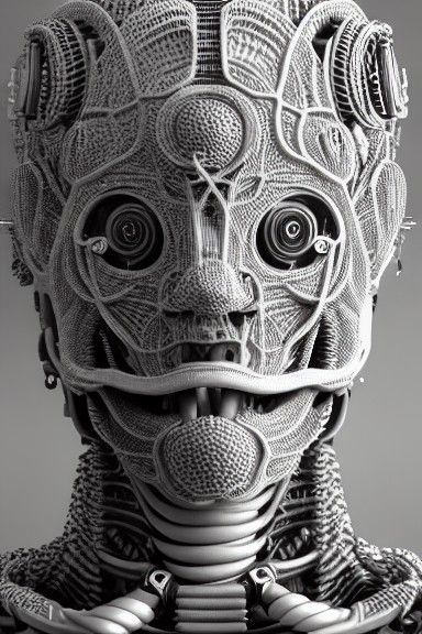 Biomechanical Vegetal-Cyborg Portrait in 3D Digital Art