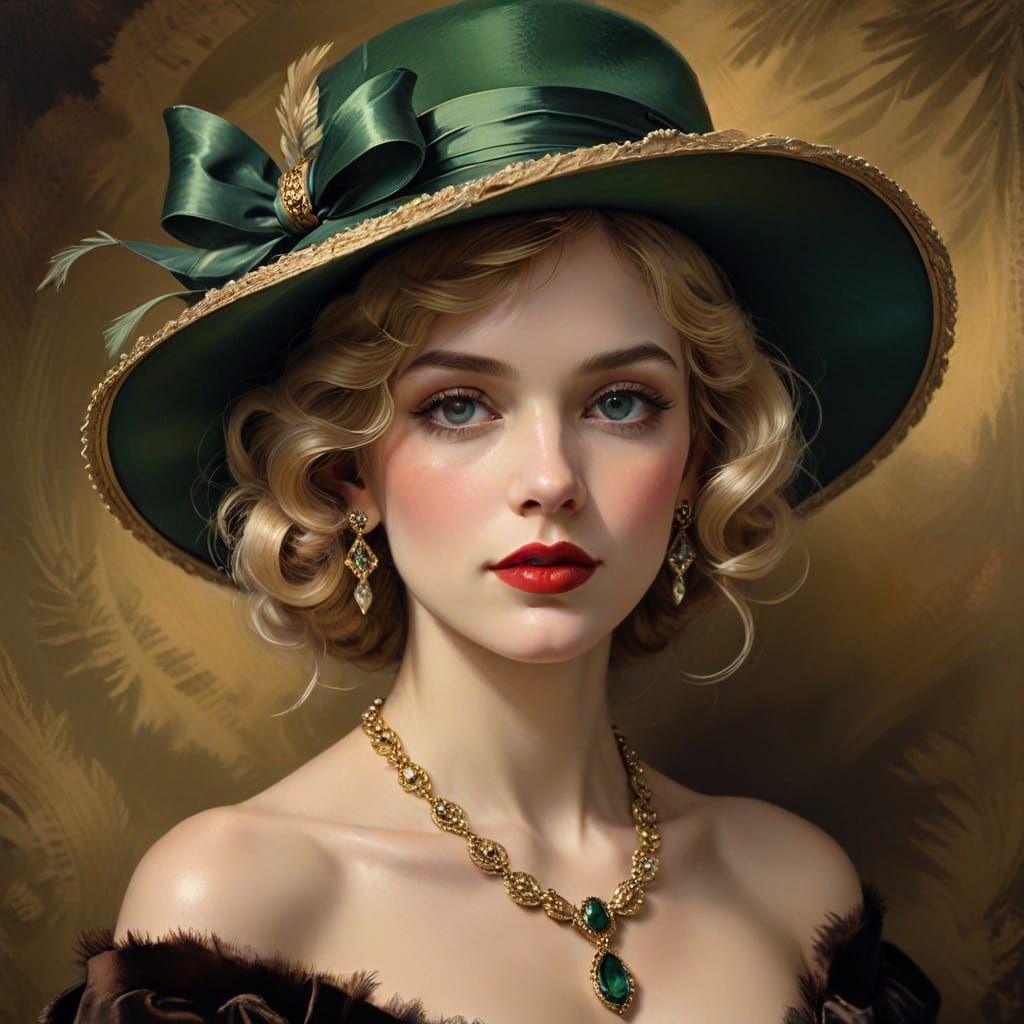 Elegant Flapper Portrait in Oil, Inspired by John Singer Sar...