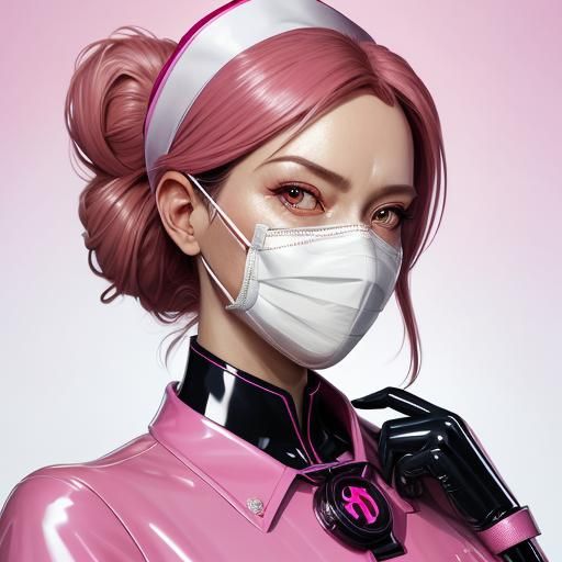 Sissy Nurse in Pink Latex: Hyperdetailed Portrait