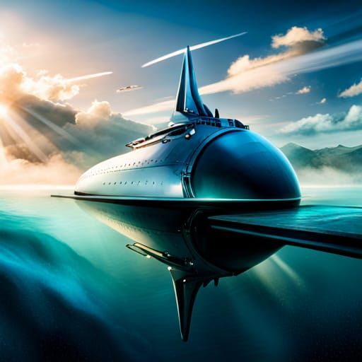 Futuristic Submarine Exploring Deep Space