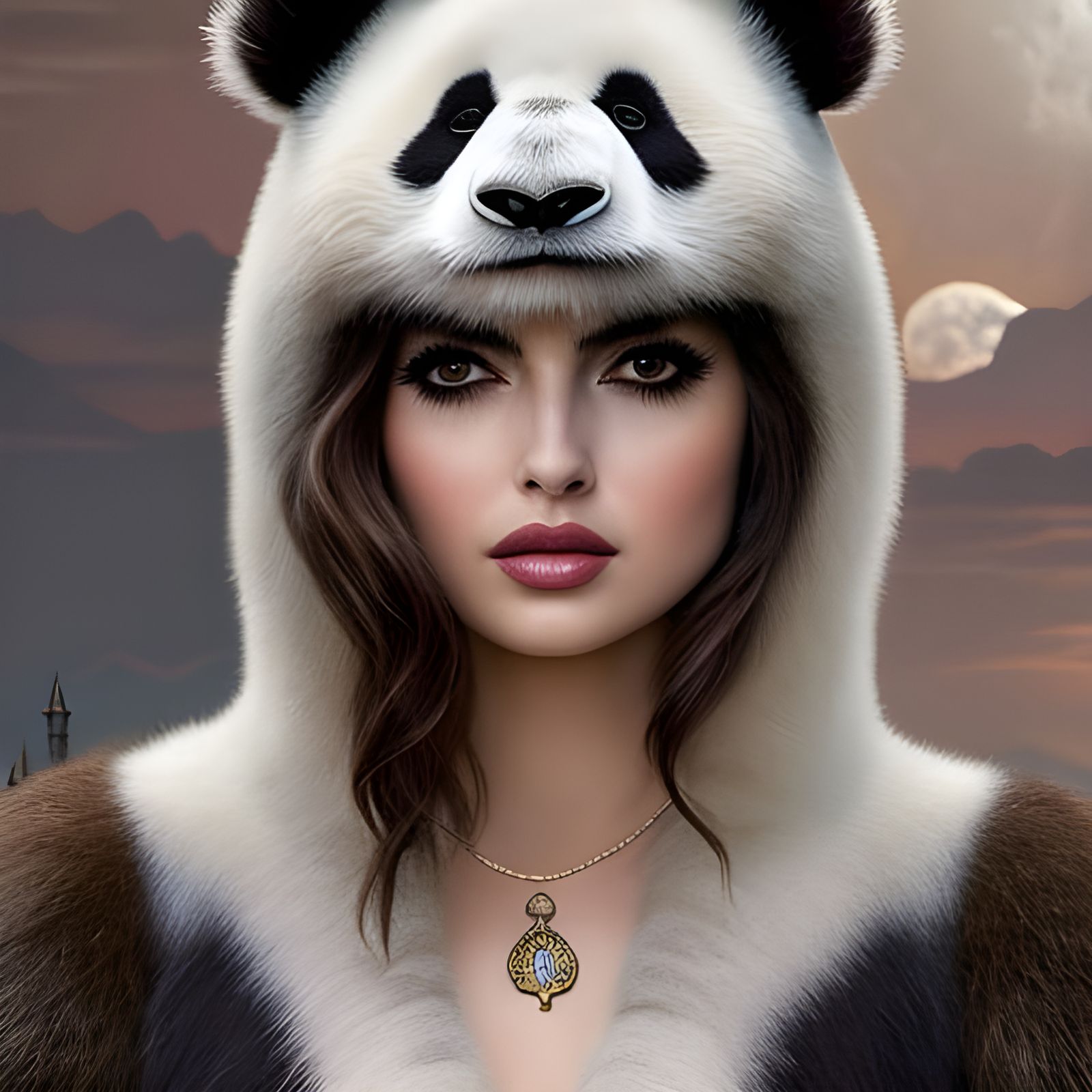 Panda Costume Portrait in Rococo Style