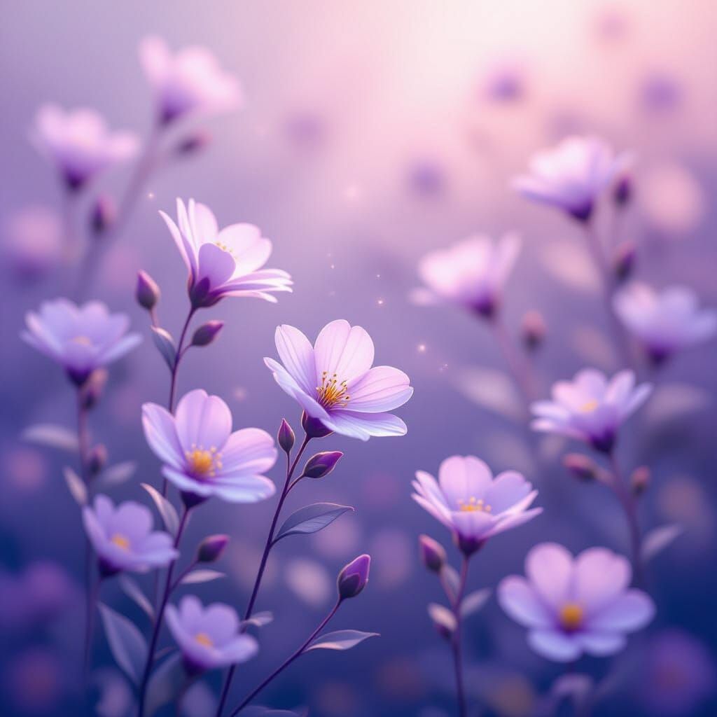 Dreamy Ethereal Floral Background in Soft Purple Tones