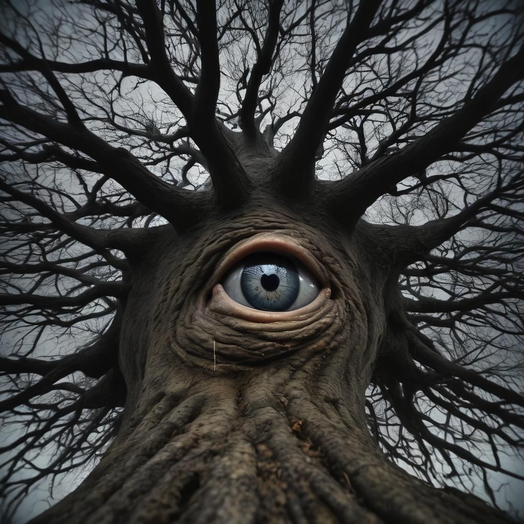 Nightmarish Evil Tree: Macro Fisheye Dreamscape