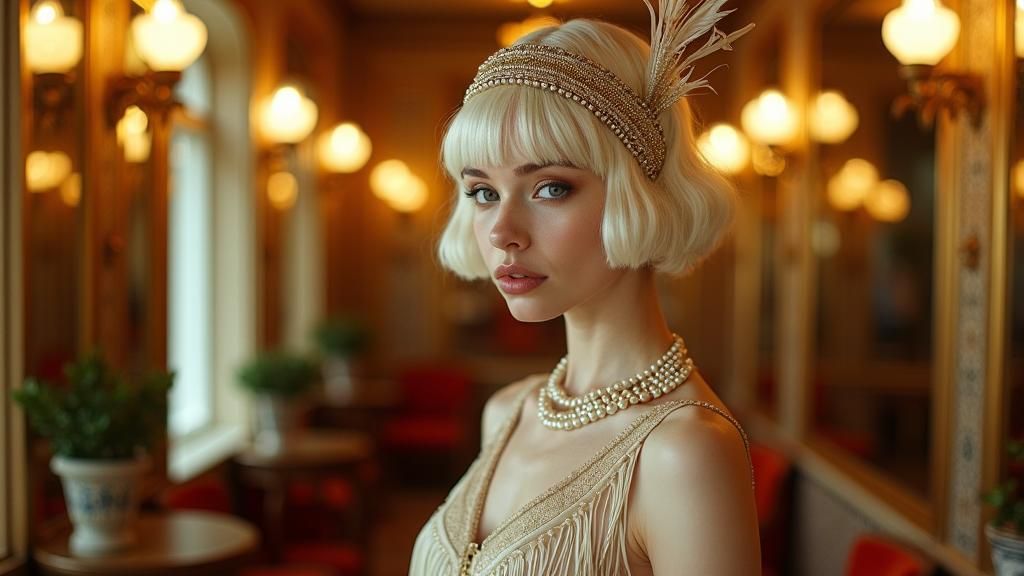 Elegant Flapper in Art Deco Interior