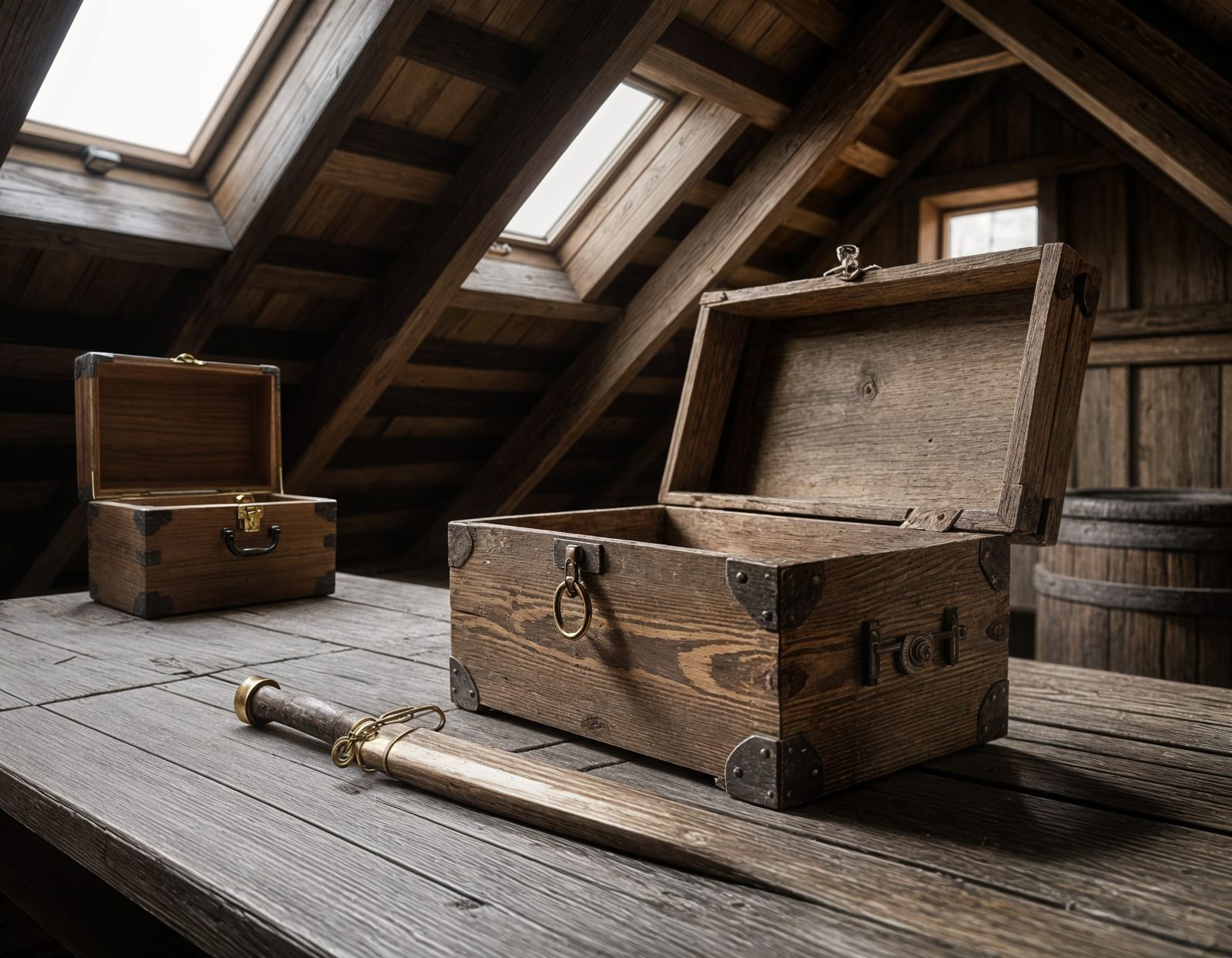 Ancient Gold Dagger on Dusty Attic - Hyperrealistic Horror