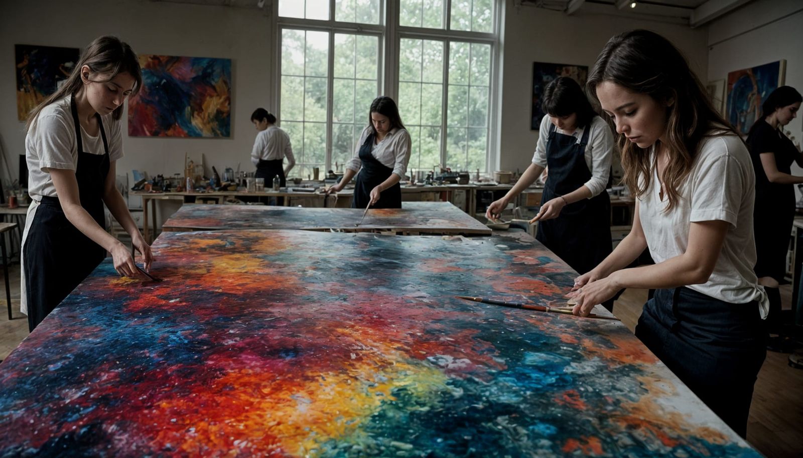 1970s Artist Colony in Pointillism Pixel Art