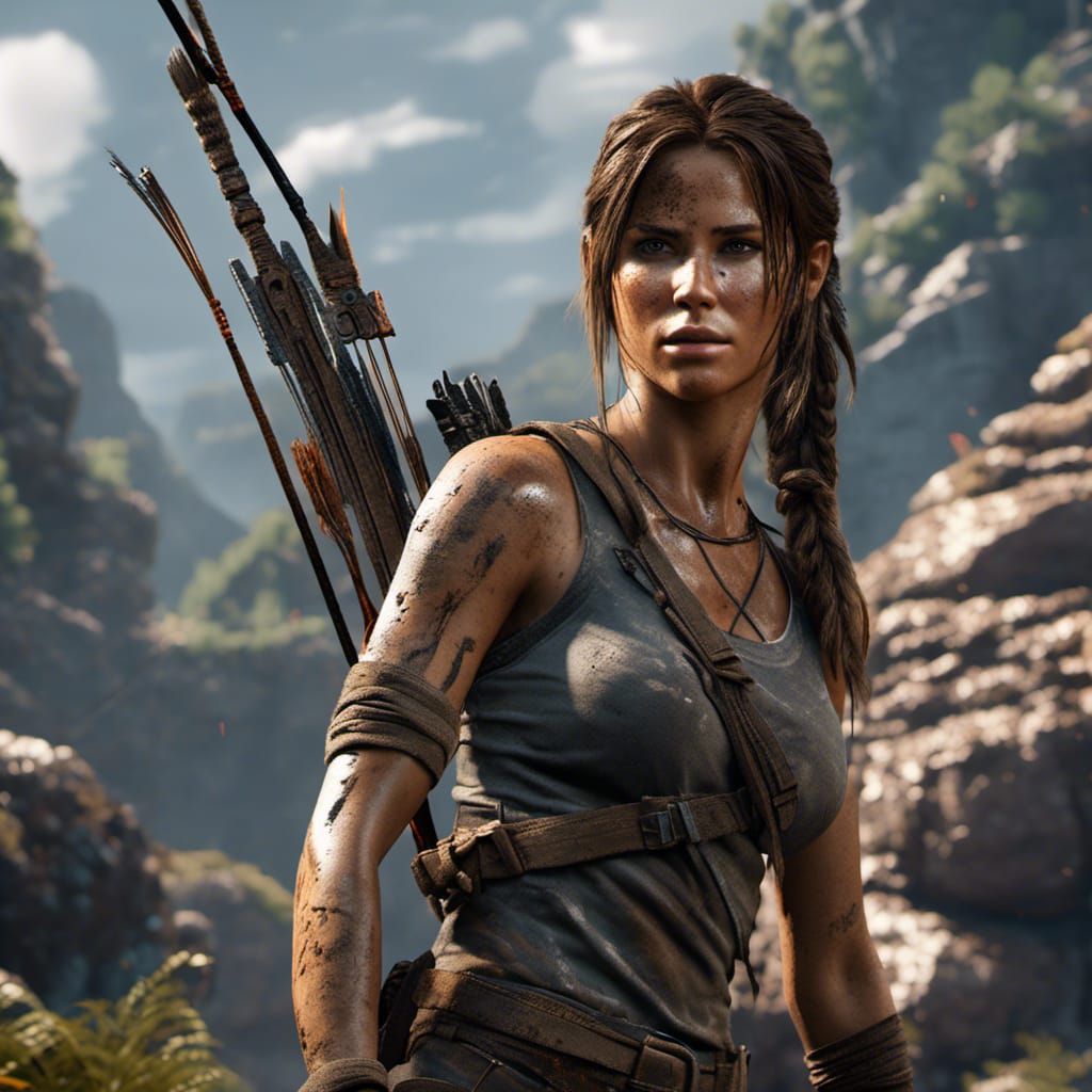 Heroic Portrait of Tomb Raider in Detailed Matte Painting