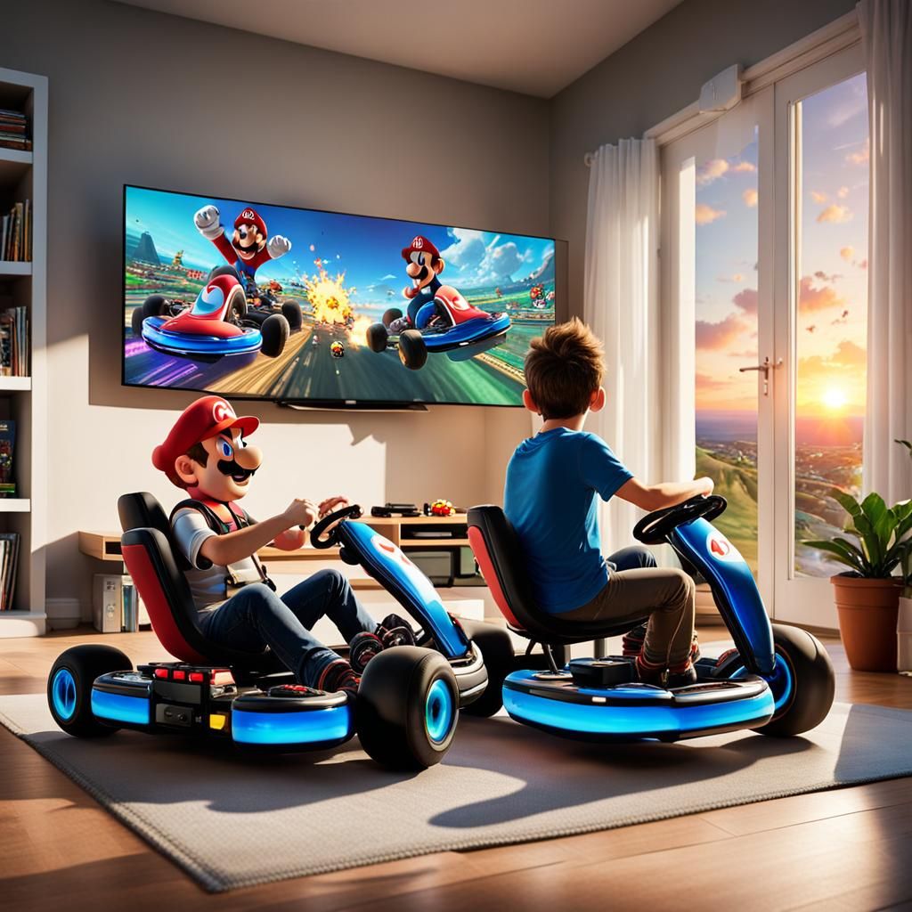 Playing Mario Kart 8 Deluxe