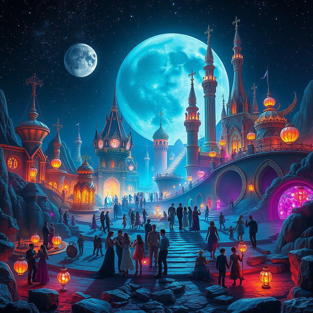Fantasy Lunar Party in Ancient City
