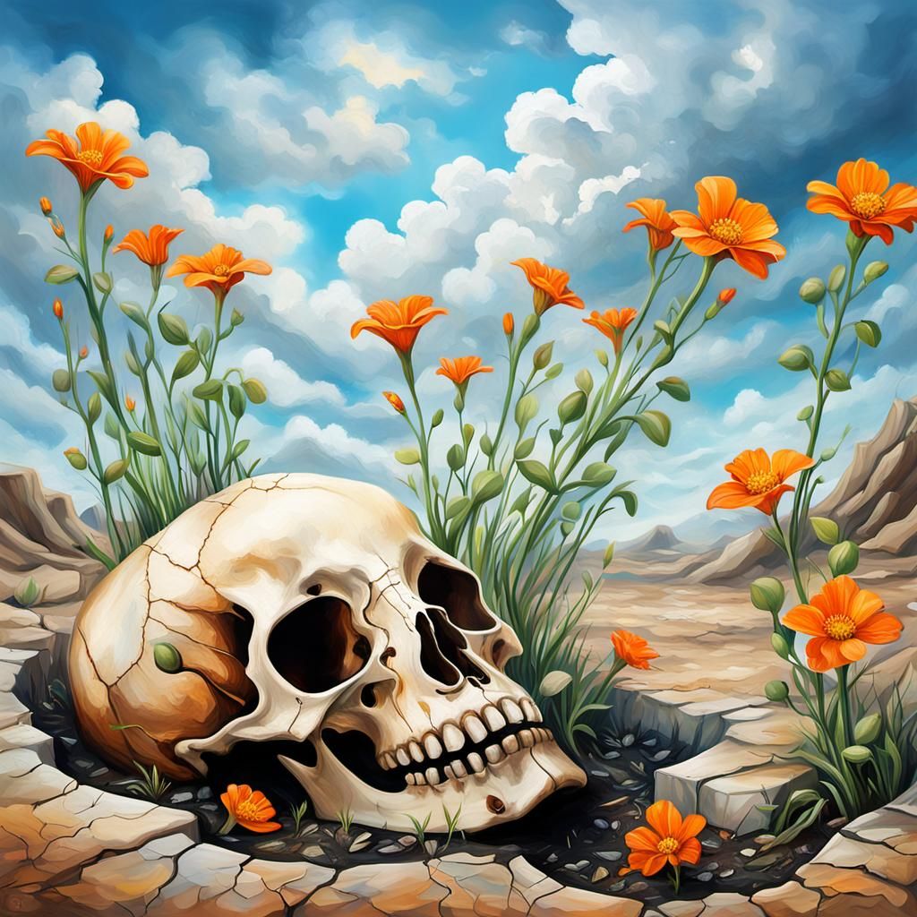 Duality: Life and Death in Surreal Oil Painting
