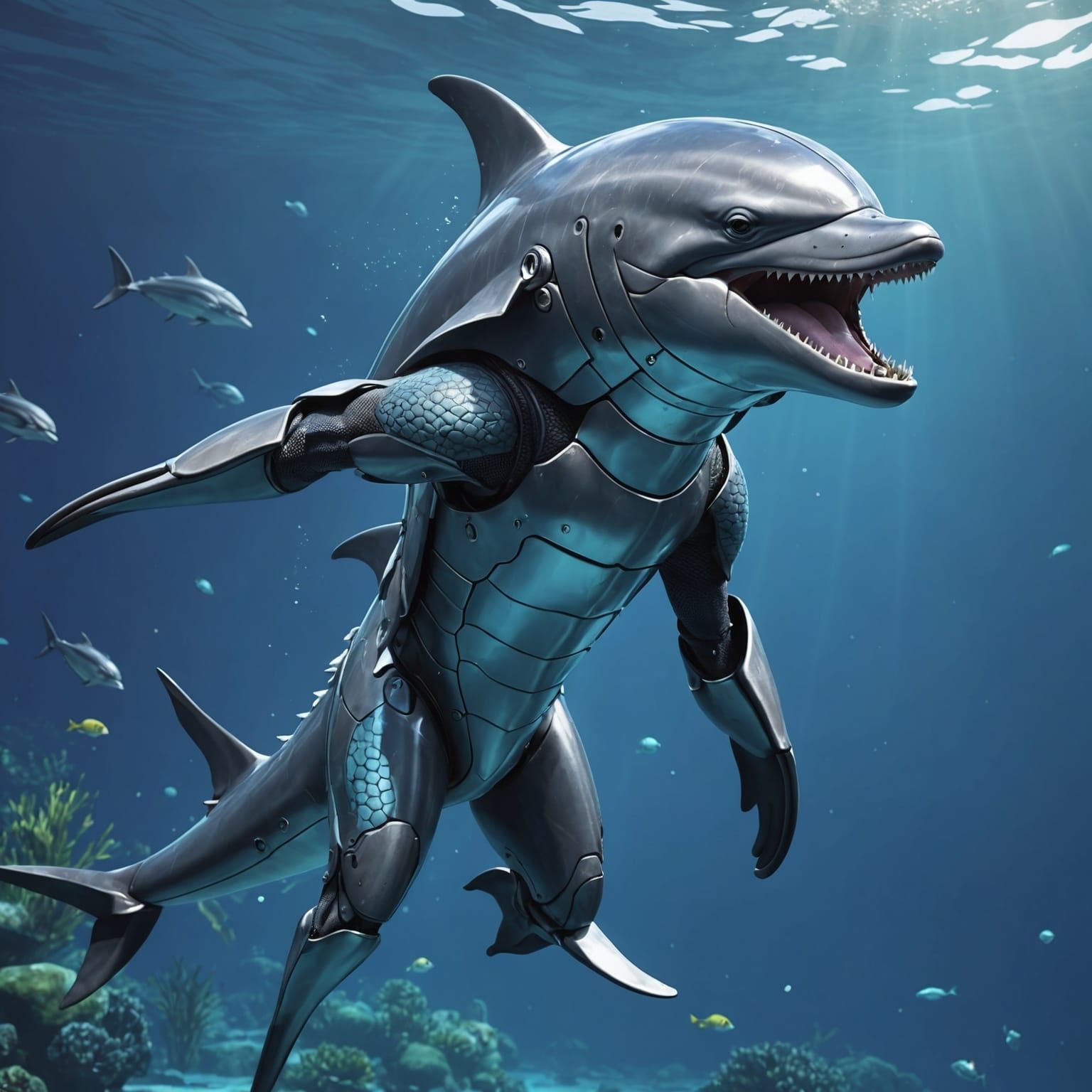 Armored Dolphin in Anime Style