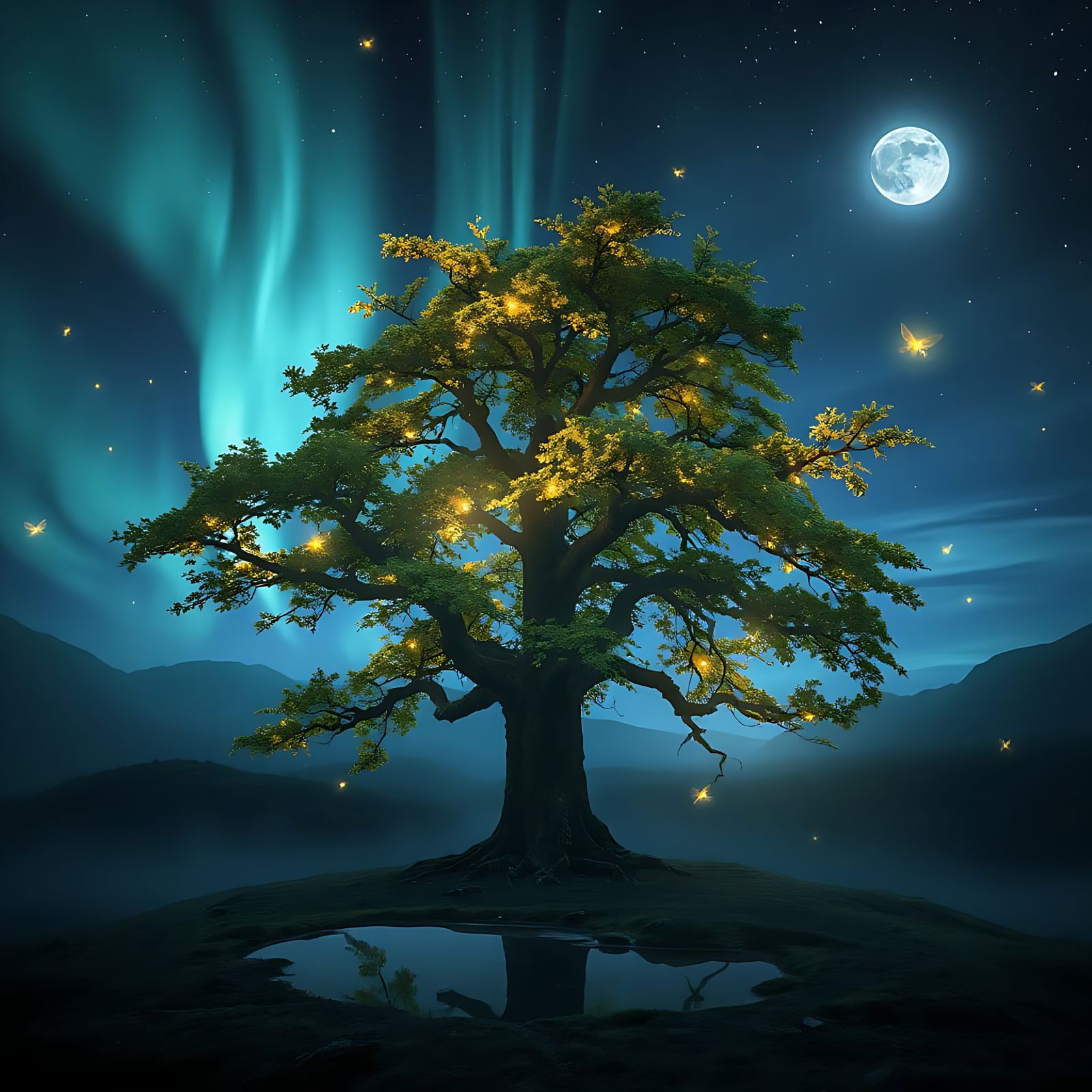 Mystical Ancient Tree Radiates Ethereal Bioluminescence