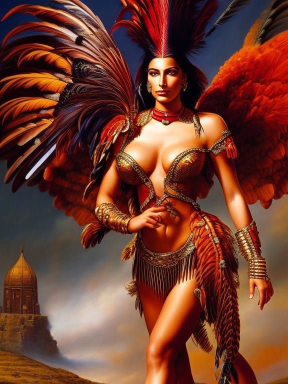 Aztec Rooster Warrior Masterwork Portrait