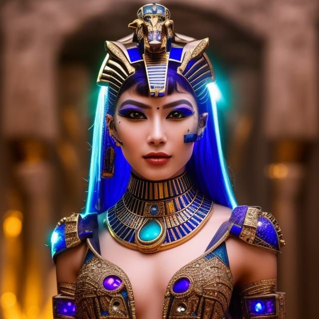 Futuristic Egyptian Temple with Alien Humanoid in Cyberpunk ...