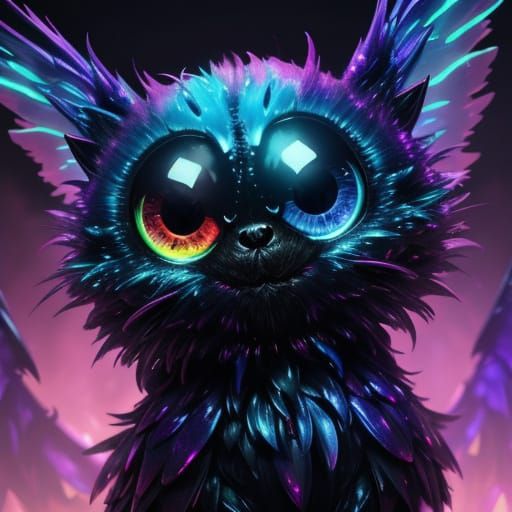 Cute Fluffy Alien Critter in Vibrant Oil Painting Style