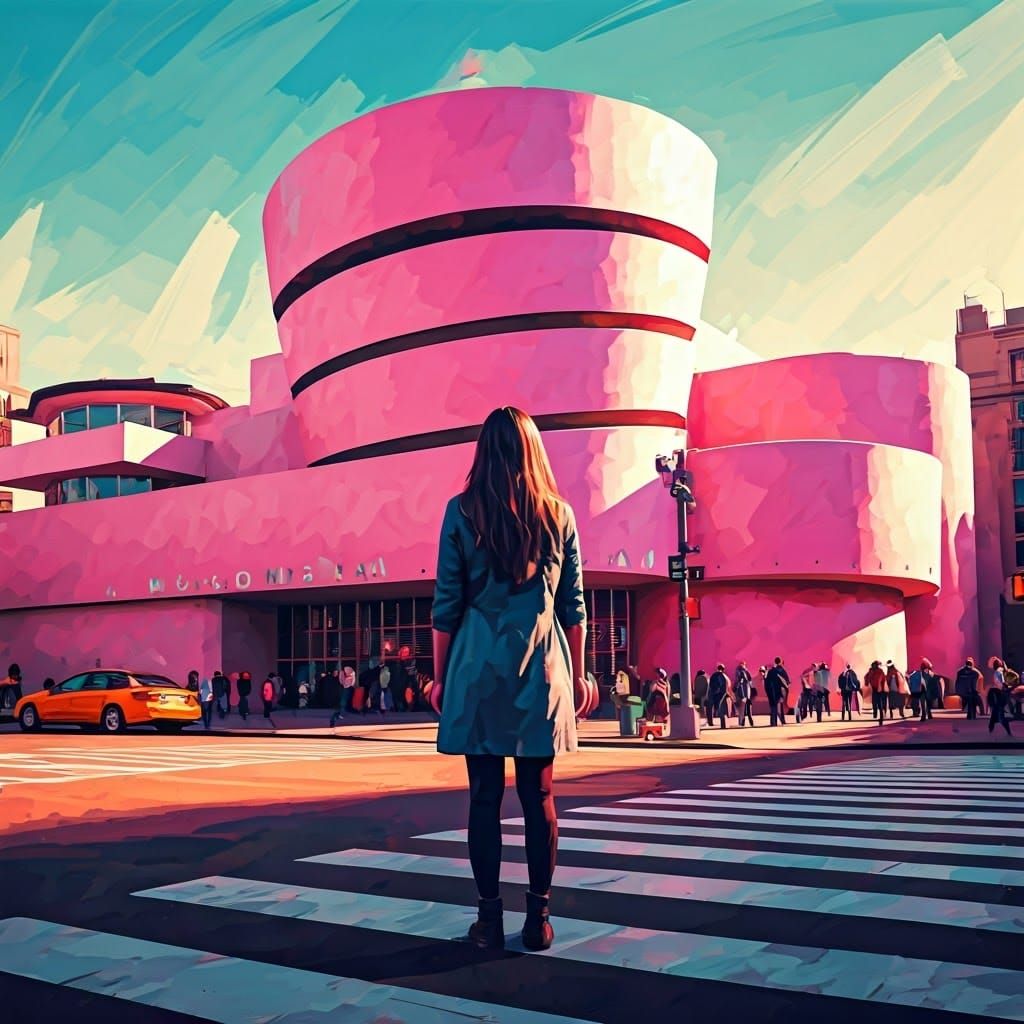 Guggenheim Museum in Pink: Graffiti Street Art Fusion