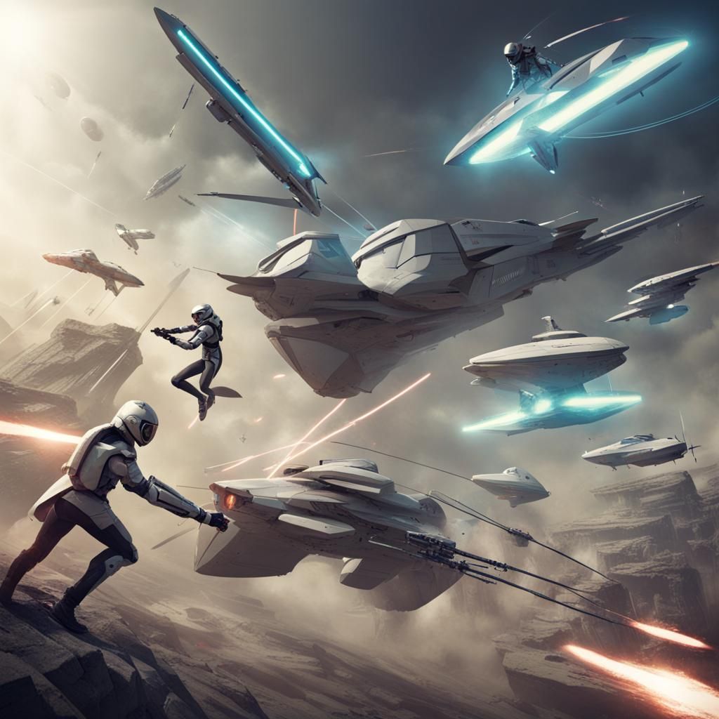 Futuristic Battle Scene: High-Tech Warfare