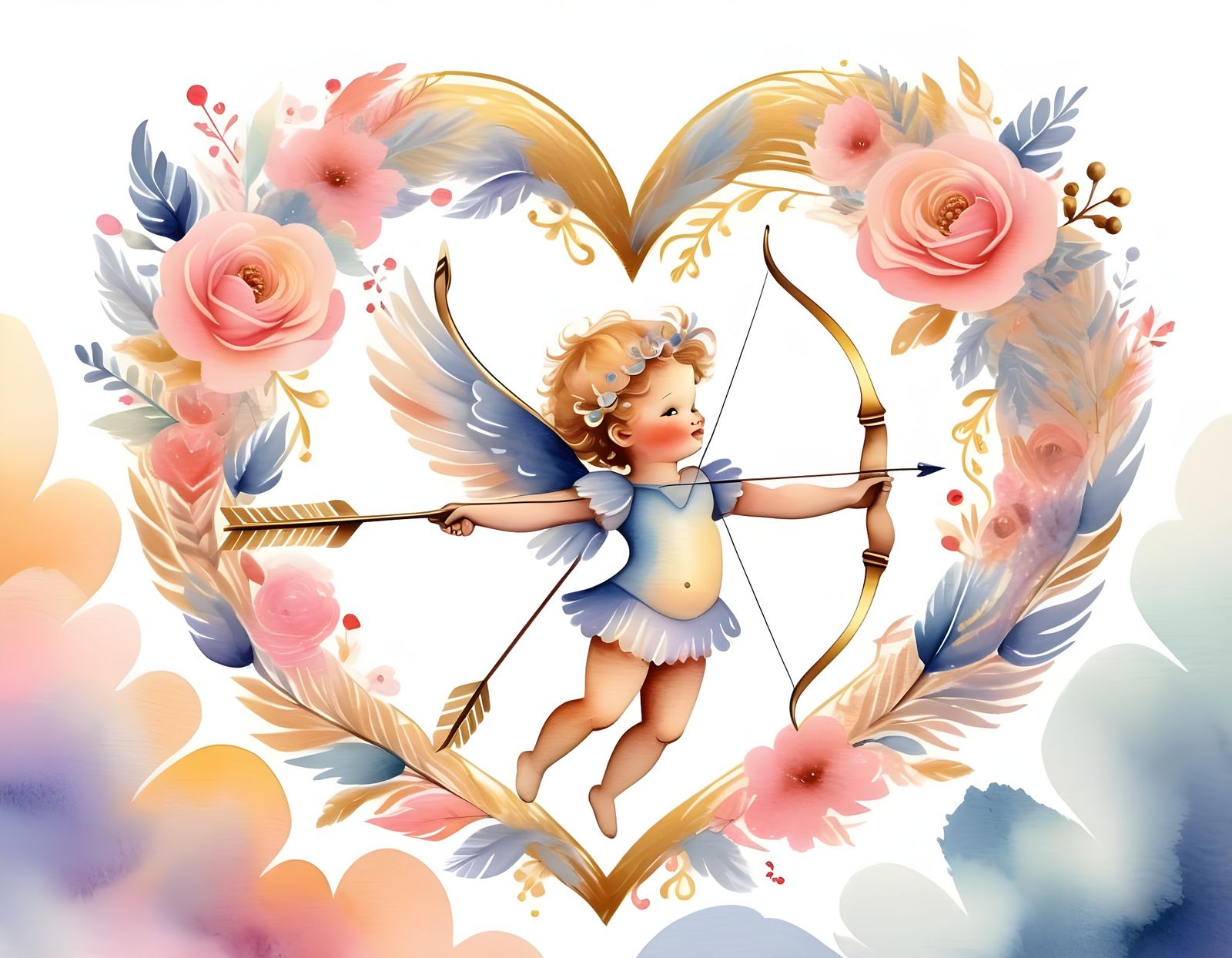 Whimsical Watercolor Valentine's Day Scene