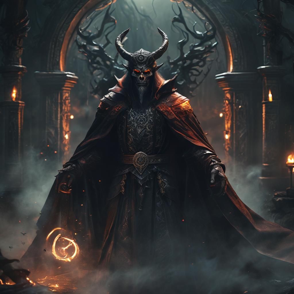 Demonic King in Mystical Realm: Digital Art