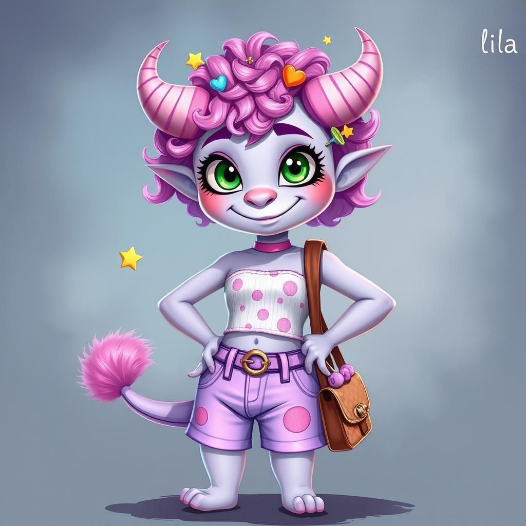 Playful Monster Girl Illustration in Digital Art Style