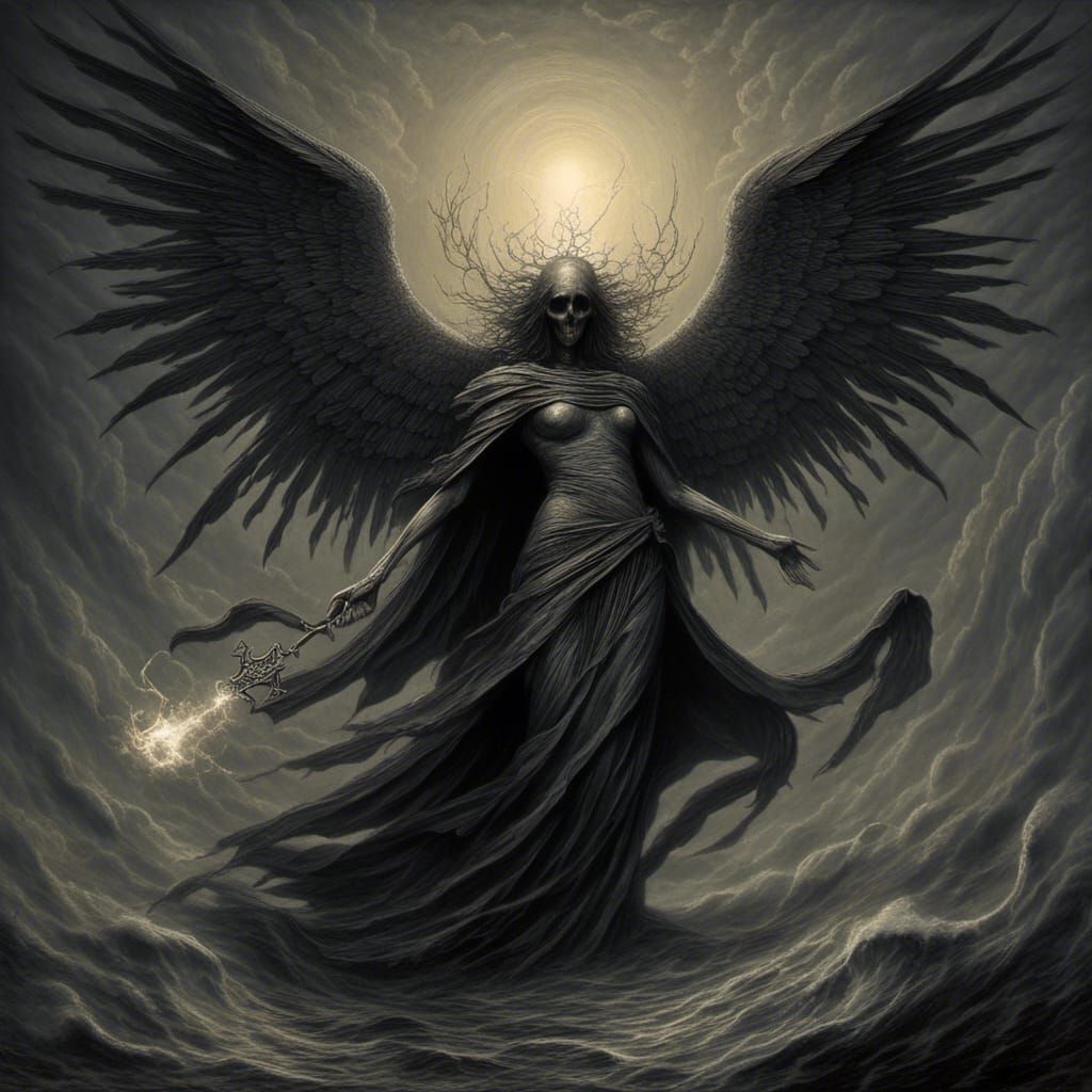 Sinister Angel of Death in Horror Style