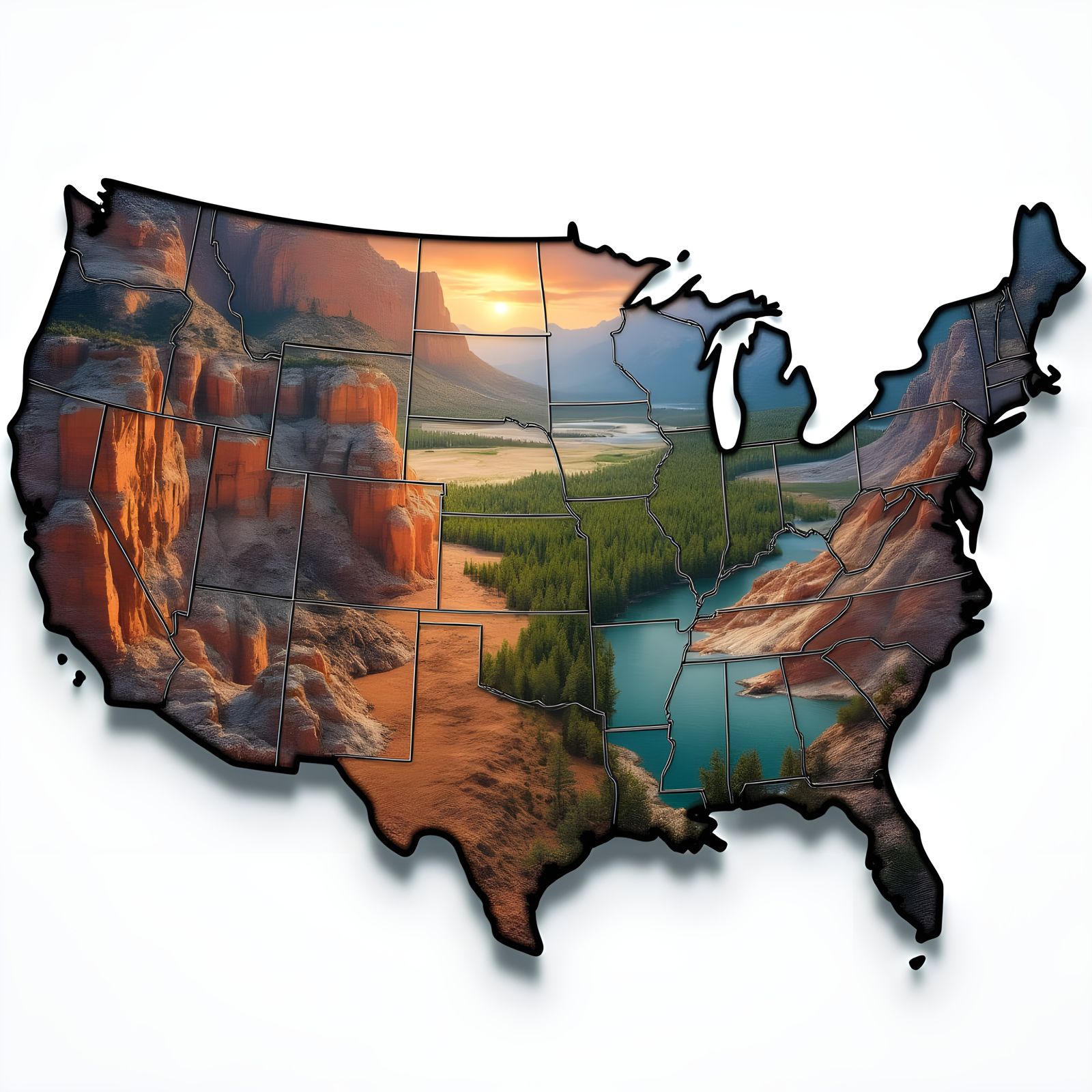 USA National Parks Map Art