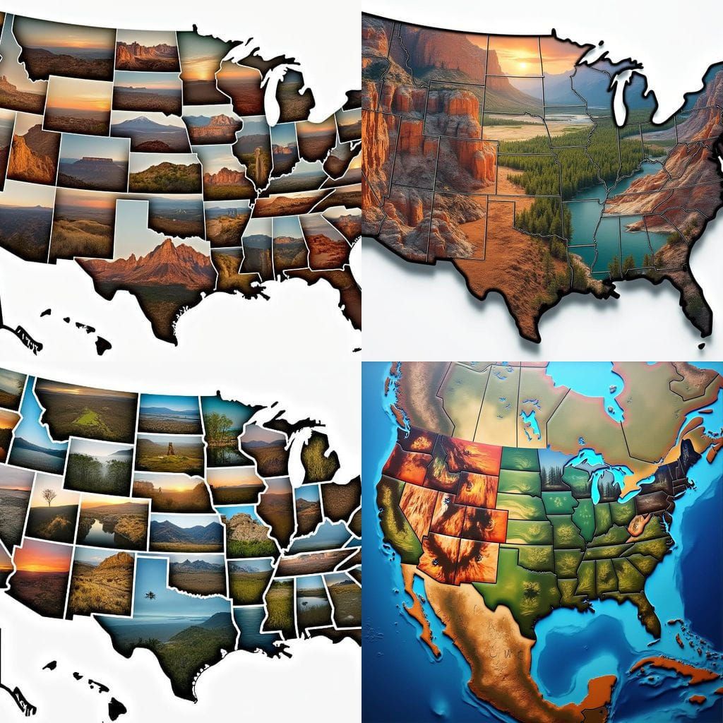 US National Parks Map Collage