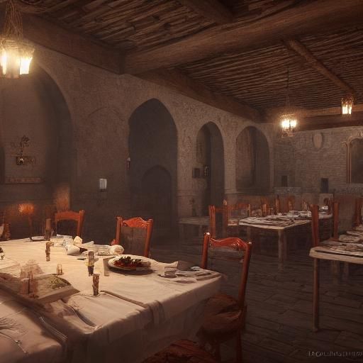 God and Devil Dinner in Medieval Room